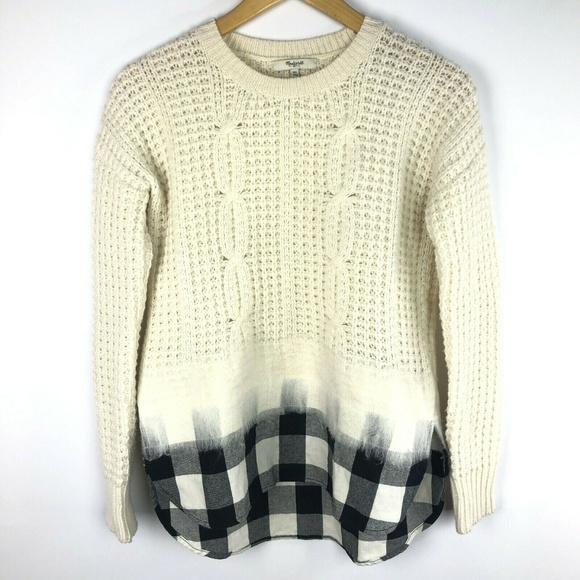Madewell Ivory Cable Knit Buffalo Wool Sweater - Picture 1 of 5